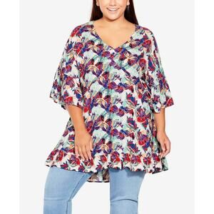 Avenue Plus Size 18 Abstract Print Harper V-Neck Tunic Top